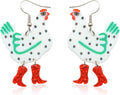 Acrylic Boot Big Chicken Earrings,Funny Colorful Boots Chicken Drop Dangle Earrings,Cock Hen Foot Chicken Earrings for Women Farm Design Lovely Gift