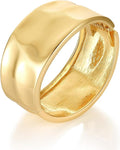 HZMAN Chunky Gold Cuff Bracelets for Women Thick Wide Bangle Bracelet Hammered Open Hinge Wrist Cuff Bracelet Jewelry Gift