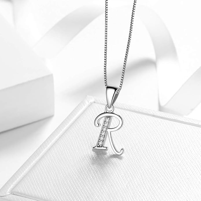 Aurora Tears Letter Necklace Initial 925 Sterling Silver Alphabet Pendant Crystal Name Gift Women Cubic Zirconia Jewelry