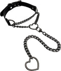 FEOYA Heart Choker Necklace for Women Hearts O-Ring Slip Chain Adjustable Punk Leather for Valentine Cosplay Gift