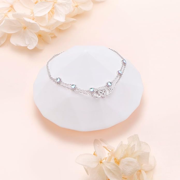 S925 Sterling Silver Ankle Bracelets Anchor/infinity/Starfish Anklet for Women Blue Opal Moonstone Anklet Foot Chain Beach Anklets Jewelry