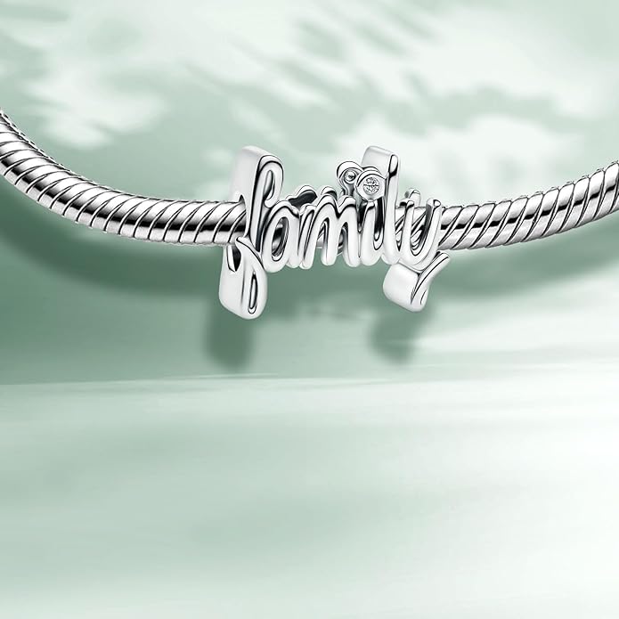 Family Mom Heart Charms 925 Sterling Silver Bead for Bracelets and Necklaces For Women Jewelry Present