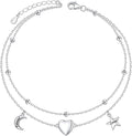 S925 Sterling Silver Anklets Adjustable Beach Foot Ankle Bracelet Jewelry Gifts For Women Girls
