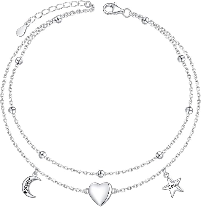 S925 Sterling Silver Anklets Adjustable Beach Foot Ankle Bracelet Jewelry Gifts For Women Girls