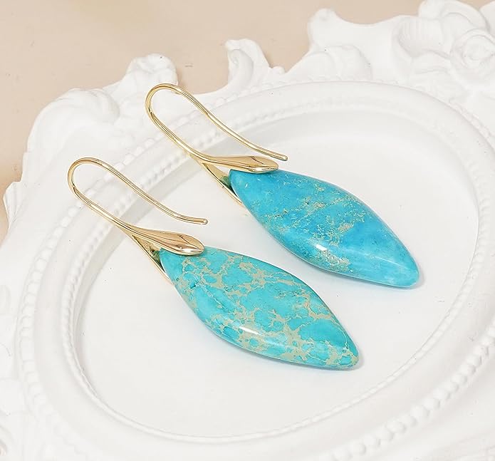 Natural Stone Earrings Multishape Dangle Drop Earrings Boho Stone Earring for Women