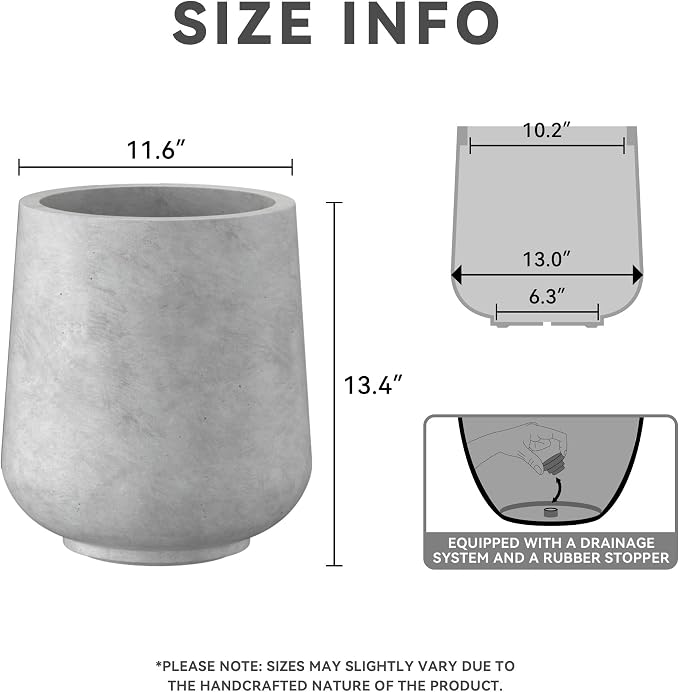 Kante Accent Round Curved Pale Gray Concrete Planter 13" Dia, Outdoor | Rubber - Image 5