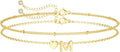 DEARMAY Dainty Initial Heart 14K Gold Plated Bracelets for Women Trendy, Letter Charm Bracelet Jewelry Cute Simple Fashion Chain Gift