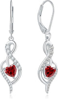 Infinity Heart Dangle Drop Earrings for Women, 925 Sterling Silver Birthstone Leverback Earrings, Birthday Anniversary Valentines Day Jewelry Gifts for Women Mom Her