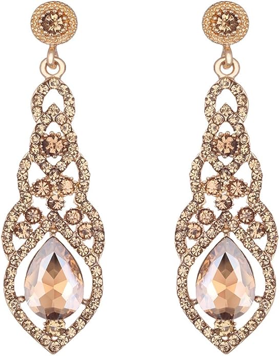 mecresh Women's Alloy Teardrop Crystal Chandelier Dangle Earrings
