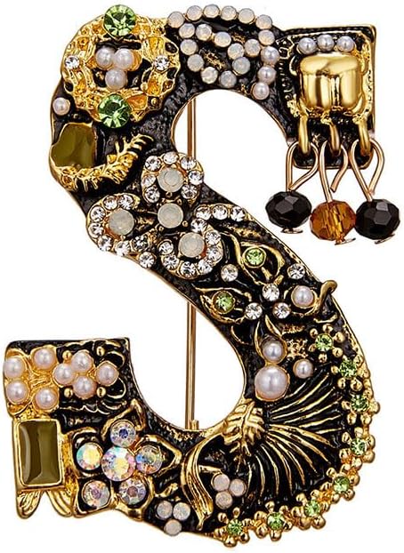 Crystal Pearl Initial Brooches Pins Gold Letter A-Z Lapel Pin Enamel Colorful Alphabet Letter Breastpin Pin Jewelry for Women Girls