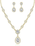 GULICX AAA Cubic Zirconia CZ Silver Plated Base Women's Party Jewelry Set Earrings Pendant Necklace