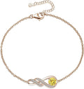 Birthstone Bracelets for Women 925 Sterling Silver Created Gemstone Bracelet Infinity Pendant Jewelry for Her, 6.7"+1.2"