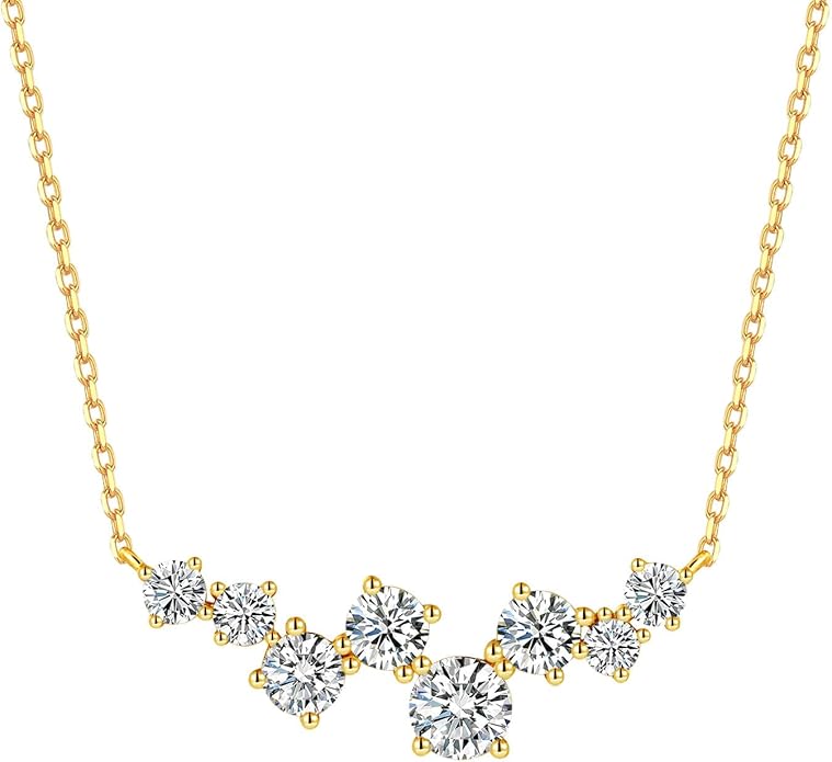 S.Leaf Cluster Diamond Necklace for Women 925 Sterling Silver Cubic Zirconia Emerald Drop Round-cut Pendant Choker Necklaces for Women Birthday Gifts