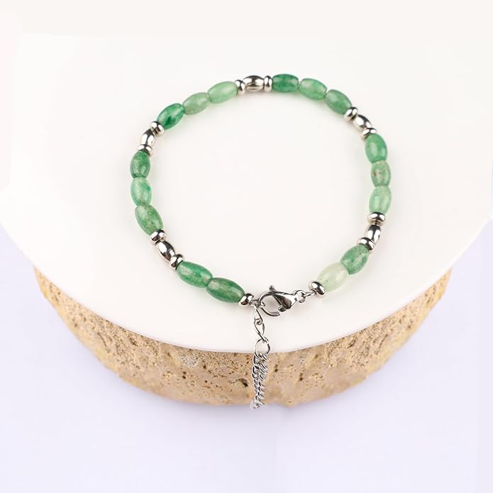 Natural Gem Stone Beaded Bracelets for Women Adjustable Stainless Steel Agate Lapis Tiger Eye Aventurine Rose Quartz