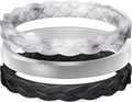 Egnaro Women's Wedding Bands, Silicone Thin and Stackable Rubber Engagement Ring, Variety Multipack With Breathable Grooves Workout Accessories