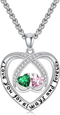 Birthstone Necklaces for Women I Love You for Always and Forever Heart Pendant Necklace Anniversary Jewelry Christmas Valentine Mothers Day Birthday Gifts for Her Wife Girlfriend