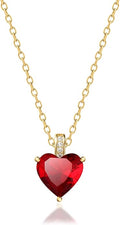 Genuine Birthstone Necklace for Women, Heart Love Necklace, Birthday Gifts for Her