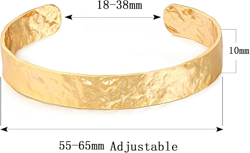 POTESSA 18K Gold Plated Cuff Bracelets Adjustable Dainty Bangle Handemade Jewelry for Women