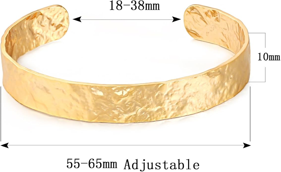 POTESSA 18K Gold Plated Cuff Bracelets Adjustable Dainty Bangle Handemade Jewelry for Women