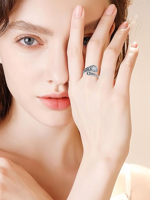JKR Turquoise Spoon Rings for Women Sterling Silver Vintage Antique Thumb Ring Boho Jewelry Anniversary Birthday Gift for Wife Her Mom
