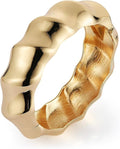 HZMAN 18K Gold Plated Wide Cuff Bracelet for Women - Premium Alloy Shiny Polished Double Layer Statement Bangle, Trendy Daily Wear Party Jewelry Accessory