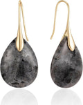 SELOVO Agate Teardrop Stone Grey Drop Earrings Fishhook Dangle Earrings for Women