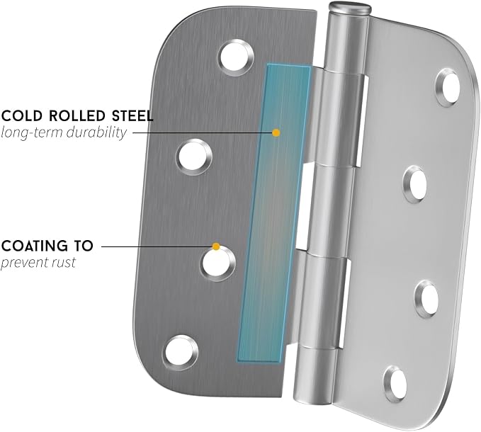 6 Pack goldenwarm 4 inch Brushed Nickel Door Hinges Satin Nickel Exterior Door - Image 3