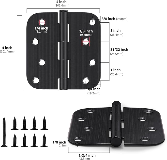 12 Pack goldenwarm 4 inch Oil Rubbed Bronze Door Hinges Exterior Door Hinges - Image 2