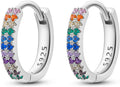 NARMO Earrings for Women 925 Sterling Silver Heart Hoops Small Colorful Rainbow Hoop Earrings Huggie Earrings