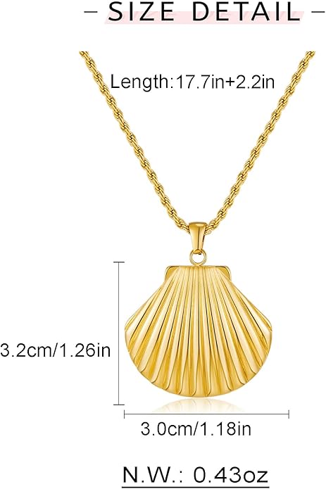 WOWORAMA Gold Necklace for Women Boho Spiral Conch Shell Necklace Starfish Necklace Vintage Ocean Sea Shell Choker Pendant Necklace Adjustable Summer Beach Jewelry