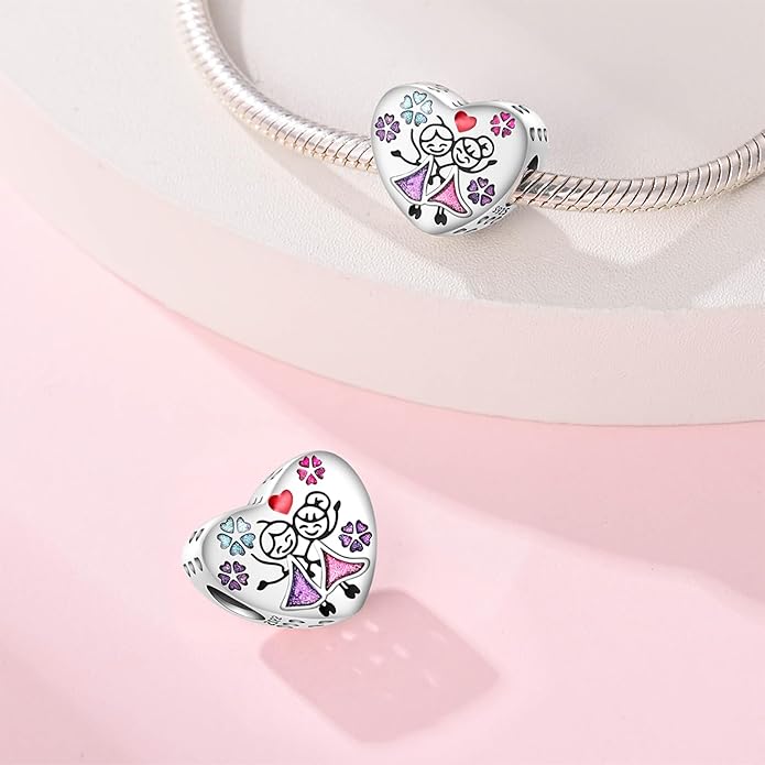 Charm Beads for Women, S925 Sterling Silver Dangle Charm Beads for European Charm Bracelet & Snake Chain Bracelets, Love Family Friendship Butterfly Pet Flower Designs, Gift Box Included