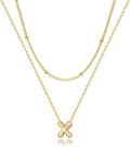 Valentines Day Gifts for Her - Bubble Letter Necklace Layered 14K Gold Plated Initial Necklaces for Women Dainty Cute Choker Pendant Stack Jewelry Fashion Accessories Teen Gift Trendy Stuff