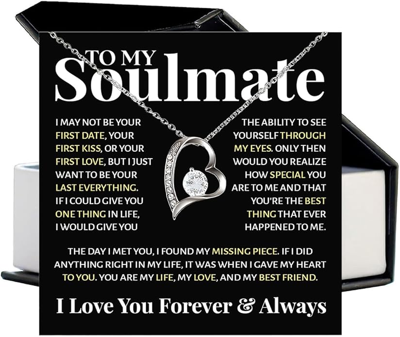 To My Beautiful Soulmate Necklace For Women, Necklace For Wife From Husband, Girlfriend Necklace From Boyfriend, Wife Birthday Gifts From Husband, Gifts Boxes For Women, Soulmate Necklace For Her