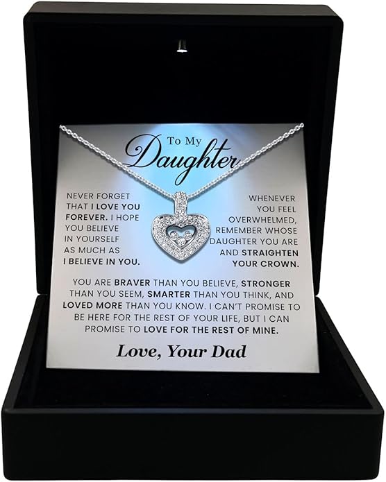 TRYNDI To My Daughter Necklace from Dad - Christmas Gifts for Daughter, Granddaughter, Daughter-In-Law, Women's Jewelry Gifts for Women Birthday, Valentine's Day, Mother's Day