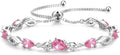FANCIME Birthstone Teardrop Tennis Bracelet for Women, Sterling Silver 9x7mm main Gemstone Bolo Adjustable Chain Bracelet Fine Jewelry Birthday Gifts for Women Mom Wife Her