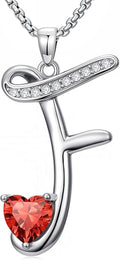 Valentines Day Gifts for Women Alphabet A to Z Initial Birthstone Pendant Necklaces for Women - 18k White Gold Plated Personalized Name Jewelry Valentine Mothers Day Birthday Gifts for Women Her Girlfriend