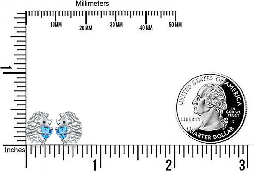 FLYOW 925 Sterling Silver Cute Animal Heart CZ Hedgehog Pendant Necklace and Stud Earrings Bracelet Set for Women Birthday Jewelry