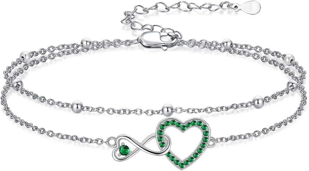 Anklet for Women 925 Sterling Silver Double Infinity Ankle Bracelet Waterproof Summer Jewelry Anniversary Birthday Gifts for Her