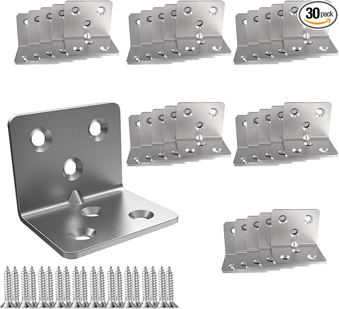 Stainless Steel Corner Bracket, Joint Right Angle Bracket, L Shape Heavy Duty by Aufuga