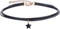 Yonhon Black Choker Necklace for Women,Gold/Siver Tone Choker Necklace with Elegant Pendantant