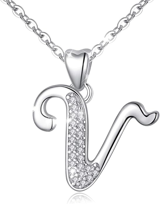 AEONSLOVE 925 Sterling Silver Initial Necklaces for Women, 26 Letters Pendants Necklace Gift for Mother, Daughter, Wife, 18 Inch Chain