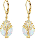 DOVRAN 10K 14K Solid Gold Leverback Earrings for Women Real Yellow Gold Filigree Dangle Earrings Trendy Jewelry Birthday Christmas Gifts for Wife Mom