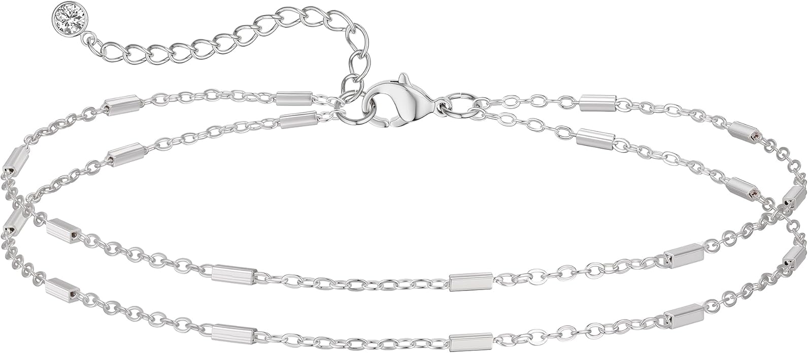 MIDEEO Gold/Silver Ankle Bracelets for Women,14K Gold Anklets for Women Waterproof Cuban Link Heart Beads Herringbone Rhinestone Anklets Set Layered Anklet Bracelets for Women Gold Jewelry Gift