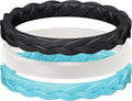 Egnaro Women's Wedding Bands, Silicone Thin and Stackable Rubber Engagement Ring, Variety Multipack With Breathable Grooves Workout Accessories