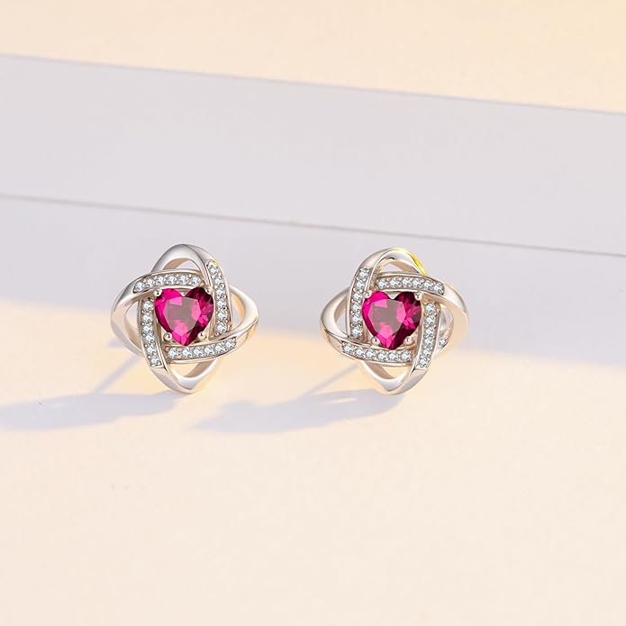 MEDWISE 925 Sterling Silver Birthstone Stud Earrings for Women Birthday Jewelry Gifts for Daughter Mother Women Valentines Day Gifts for Her