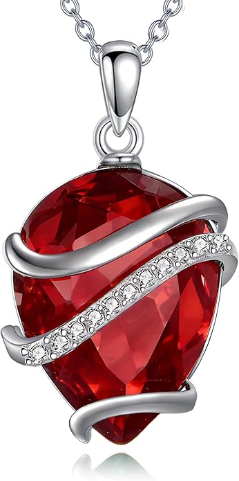 Birthstone Necklace for Women Sterling Silver Teardrop Pendant Necklace Birthday Jewelry Gift for Women