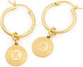 MyNameNecklace Personalized Odeion Initial Round Disc Shape Charm Hoop Earrings in Sterling Silver 925/ Gold Plating- Classic Delicate Jewelry Gift