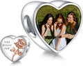 Annmors Personalized Photo Charm for Bracelet Necklaces,925 Sterling Silver Charm Love Heart Shaped Engraved Customize Picture Gift for Birthday Mother's Day Christmas,Bead Charms Jewelry for Women