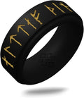 Knot Theory Viking Silicone Ring - Yours Always in Rune Characters Breathable Comfort Fit - Valentine's Engagement Mens Wedding Band