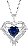 FJ Heart Angel Wings Pendant Necklace 925 Sterling Silver Birthstone Jewelry Gifts for Women